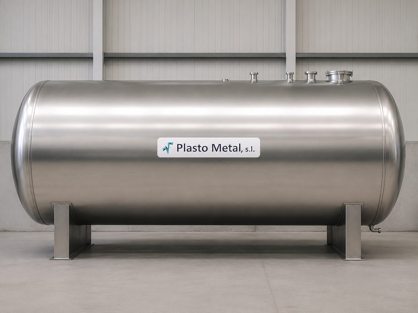 Depósito industrial de acero inoxidable de gran volumen a medida — Plasto Metal
